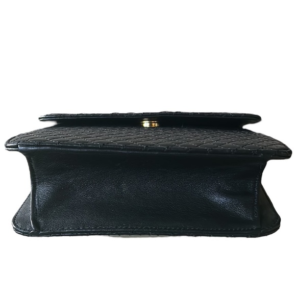 Talbots Black Leather Quilted Gold Chain Strap Tassel Crossbody Bag - Picture 11 of 16